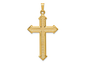Picture of 14k Yellow Gold Polished and Textured Passion Cross Pendant