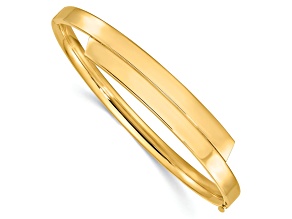 14k Yellow Gold Polished Overlap Hinged Bangle