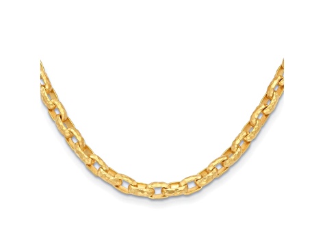 18K Yellow Gold 8mm Hammered Oval Link 20-inch Necklace