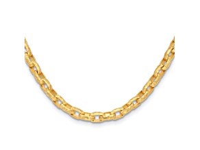 18K Yellow Gold 8mm Hammered Oval Link 24-inch Necklace
