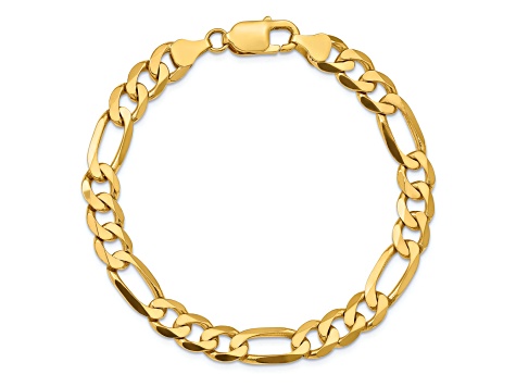 14K Yellow Gold 7.5mm Flat Figaro Chain Bracelet