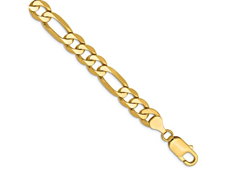 14K Yellow Gold 7.5mm Flat Figaro Chain Bracelet