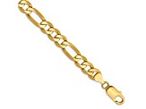 14K Yellow Gold 7.5mm Flat Figaro Chain Bracelet