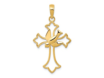 Picture of 14K Yellow Gold Dove Cross Pendant