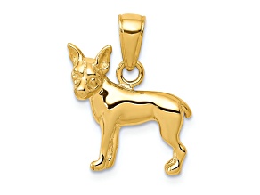14k Yellow Gold Chihuahua Dog Pendant