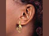 14k Yellow Gold 3D Textured Flamingo Dangle Earrings