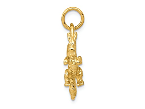 10K Yellow Gold Solid Polished 3D Dragon Pendant