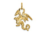 10K Yellow Gold Solid Polished 3D Dragon Pendant