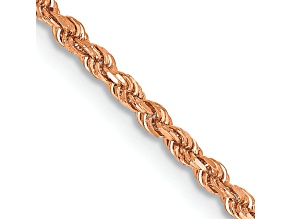 14k Rose Gold 1.75mm Solid Diamond-Cut Rope 16 Inch Chain