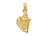 14k Yellow Gold 3D Textured Conch Shell Pendant
