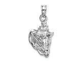 Rhodium Over 14k White Gold 3D Textured Conch Shell Pendant