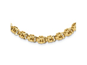 14K Yellow Gold Polished Fancy Diamond-cut Link Necklace