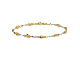 14K Two-tone Polished Fancy Link Anklet