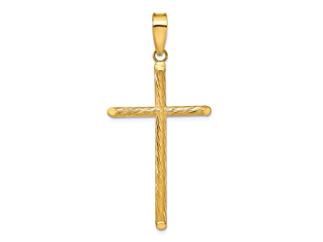 Picture of 14k Yellow Gold Polished and Textured Fancy Cross Pendant