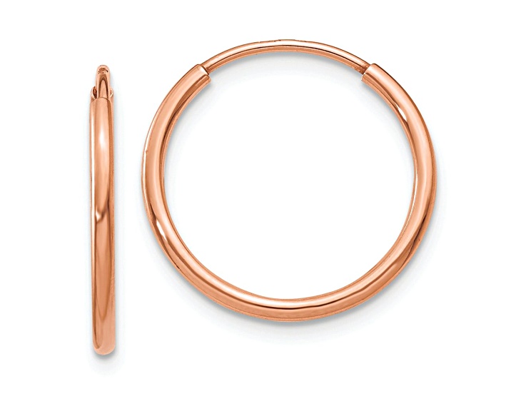 14k Rose Gold Polished 5/8" Endless Hoop Earrings