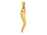 14k Yellow Gold Hollow 3D Italian Horn Pendant