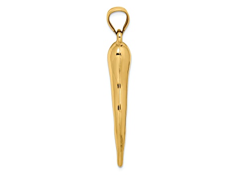 14k Yellow Gold Hollow 3D Italian Horn Pendant