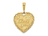 14k Yellow Gold Textured Reversible I Love You Heart Pendant