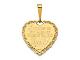 14k Yellow Gold Textured Reversible I Love You Heart Pendant