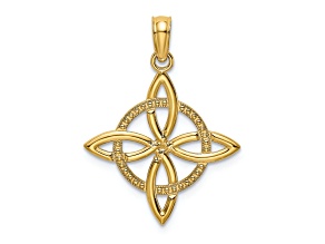 14k Yellow Gold Textured Small Celtic Eternity Knot Pendant