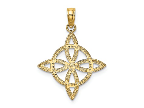14k Yellow Gold Textured Small Celtic Eternity Knot Pendant