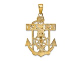 14K Yellow Gold Polished Textured Mariners Crucifix Pendant