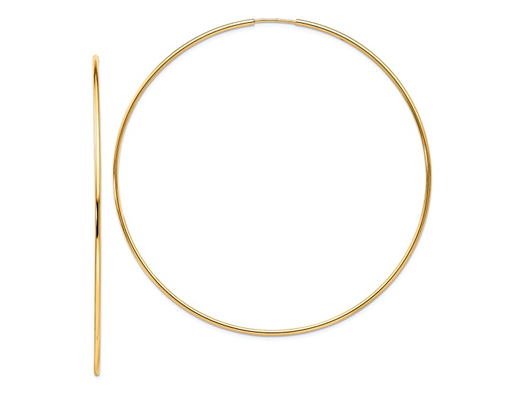 10k Yellow Gold Polished 2 11/16" Endless Tube Hoop Earrings
