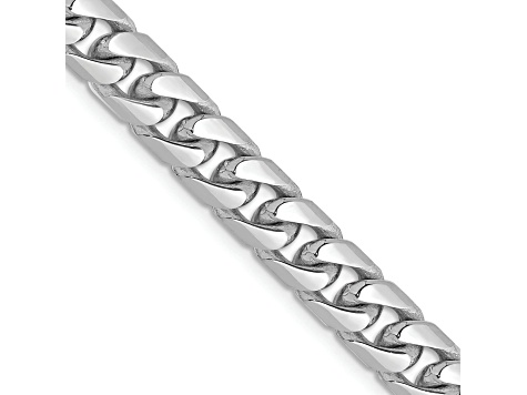 Rhodium Over 14k White Gold 6.25mm Solid Miami Cuban 22 Inch Chain