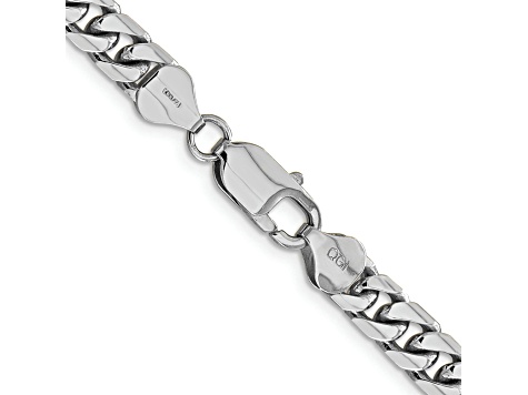 Rhodium Over 14k White Gold 6.25mm Solid Miami Cuban 22 Inch Chain