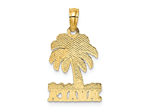 14k Yellow Gold Textured JAMAICA Under Palm Tree Charm - 15PTJA | JTV.com