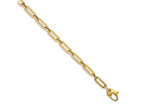 14K Yellow Gold Polished Flat Oval Link Bracelet