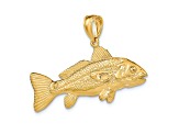 14k Yellow Gold Textured Red Fish Pendant