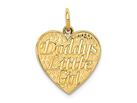 14k Yellow Gold Textured Daddy's Little Girl Heart Pendant
