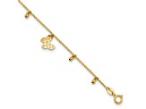 14K Yellow Gold Polished Butterfly 9-inch Plus 1-inch Extension Anklet