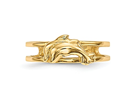 14K Yellow Gold Dolphin Toe Ring – Adjustable Summer Beach Jewelry For Women & Men