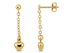 Children's 14K Yellow Gold Heart Drop Earrings