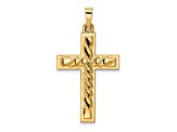 14K Yellow Gold Polished and Twisted Hollow Cross Pendant