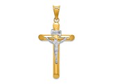 14K Yellow and White Gold Polished Crucifix Pendant