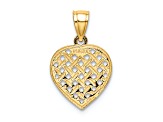 14k Yellow Gold Cut-Out and Textured Woven Heart Charm