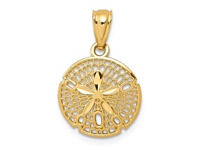 14k Yellow Gold Polished and Diamond-Cut Filigree Sand Dollar Pendant