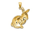 14k Yellow Gold Textured Sitting Rabbit Pendant
