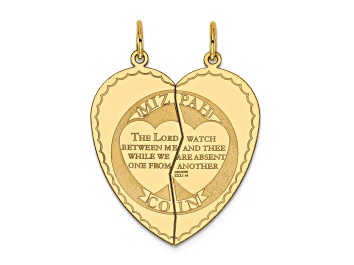 Picture of 14K Yellow Gold Satin 2-piece Mizpah break-apart heart Charm