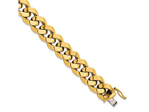 14K Yellow Gold Polished Curb 11mm 8 inch Bracelet