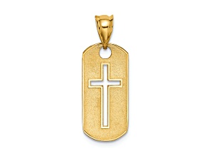 14K Yellow Gold Polished Cross Cut-out Pendant