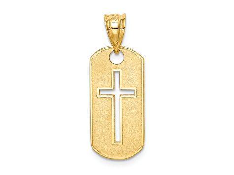 14K Yellow Gold Polished Cross Cut-out Pendant