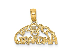 14k Yellow Gold Textured Block Great Grandma Charm