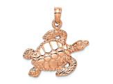 14k Rose Gold Textured Sea Turtle Pendant