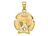 10K Yellow Gold 2D Textured Sand Dollar with Star Charm