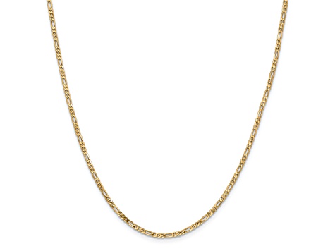 14K Yellow Gold 2.25mm Flat Figaro Chain Necklace