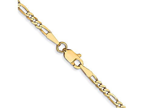 14K Yellow Gold 2.25mm Flat Figaro Chain Necklace